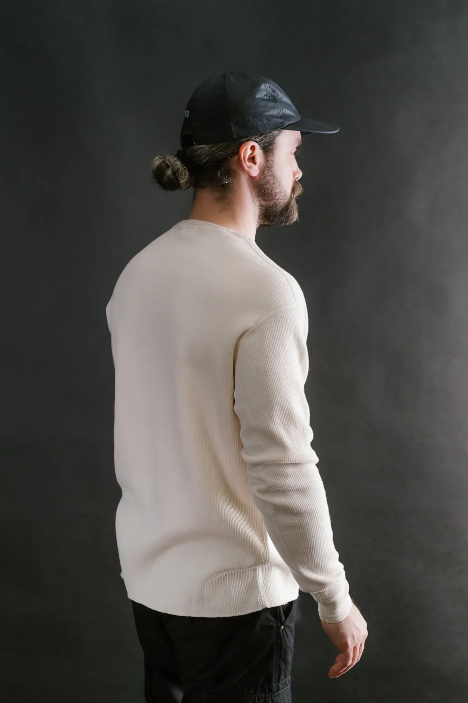 LRH1039 - Classic Royal Rib Knit Thermal Henley - Vintage Ivory