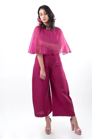 Magenta Embroidered Jumpsuit