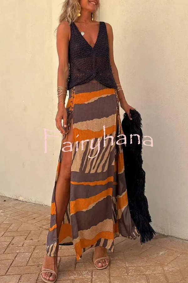 Malibu Knit V-neck Hollow Out Twist Loose Tank