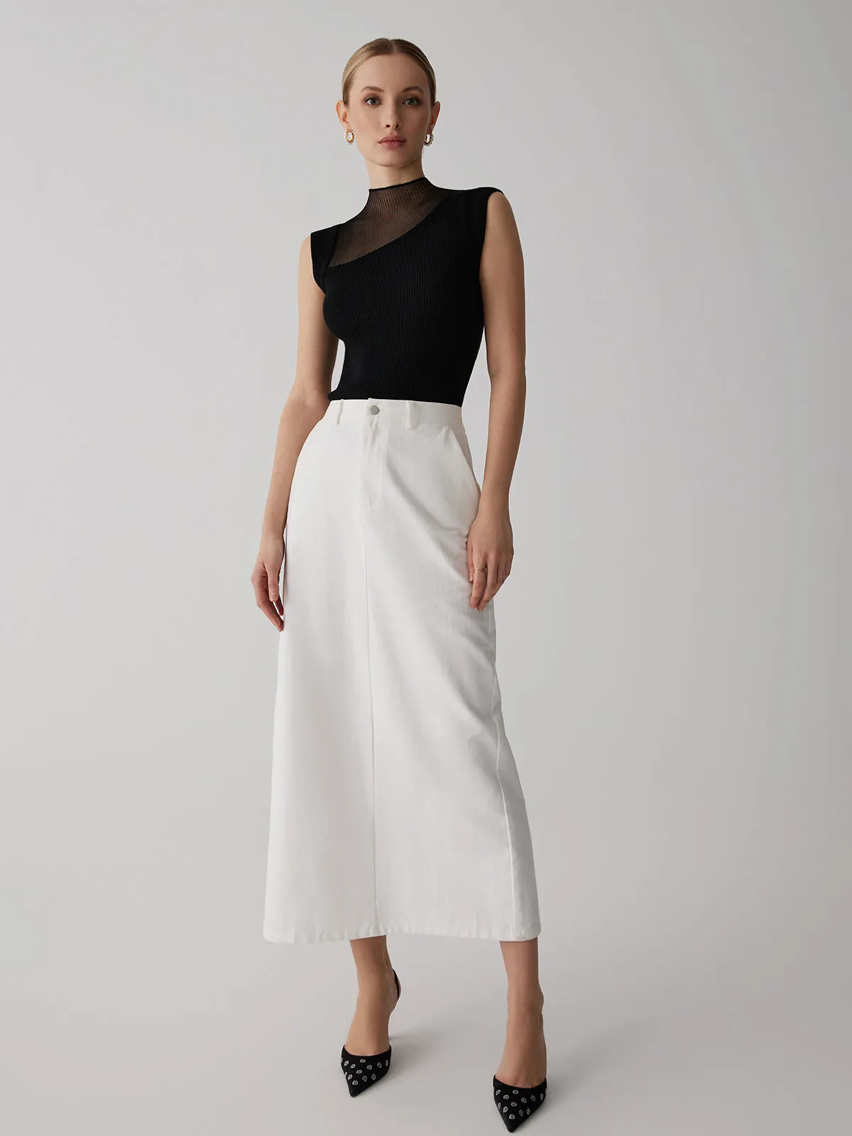 Mesh Patchwork Sleeveless Top