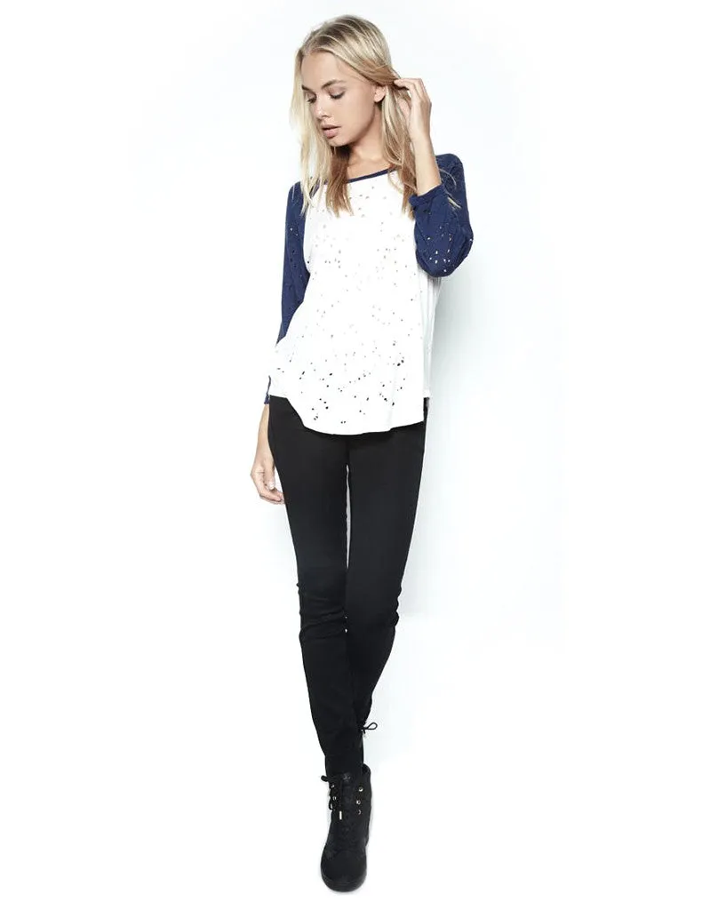 Michael Lauren Harvey Boyfriend Raglan in Scour/Blue Magic