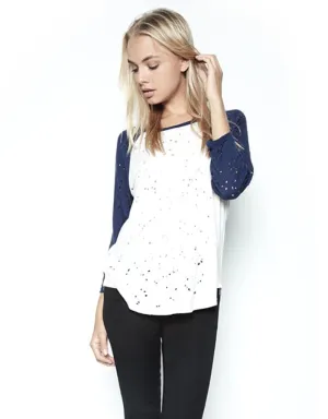 Michael Lauren Harvey Boyfriend Raglan in Scour/Blue Magic