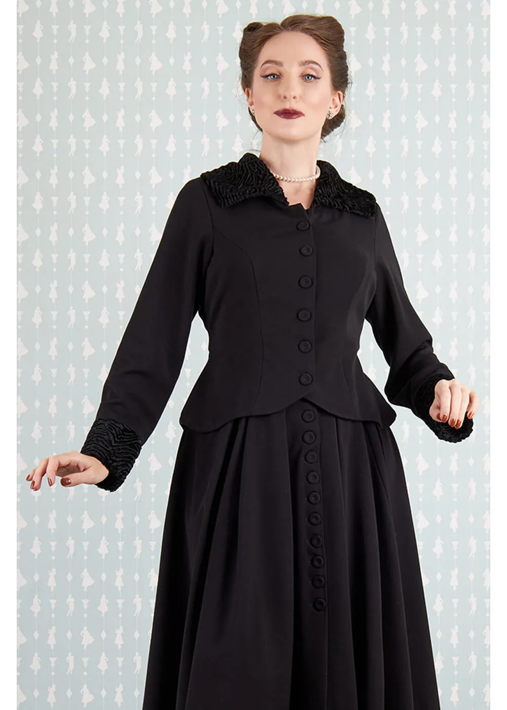 Miss Candyfloss Siliva Lou Faux-Fur 40's Blazer Jacket Black