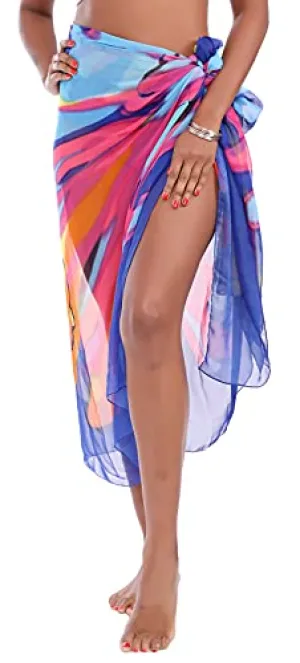 MissShorthair Womens Chiffon Beach Pareos Sarong Sheer Swimsuit Cover Ups Swimwear Bikini Wrap
