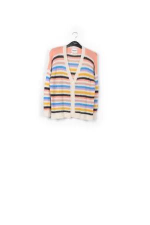 Multicolored striped light knit cardigan