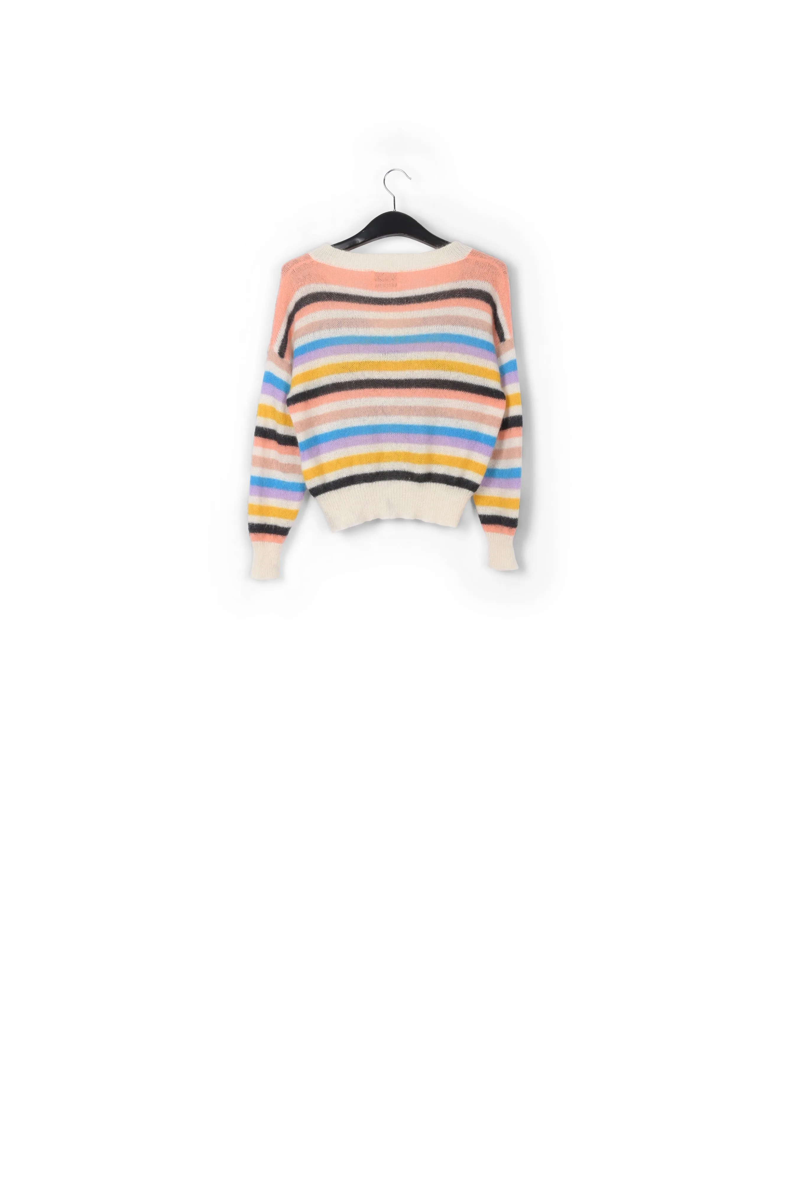 Multicolored striped light knit V-neck sweater