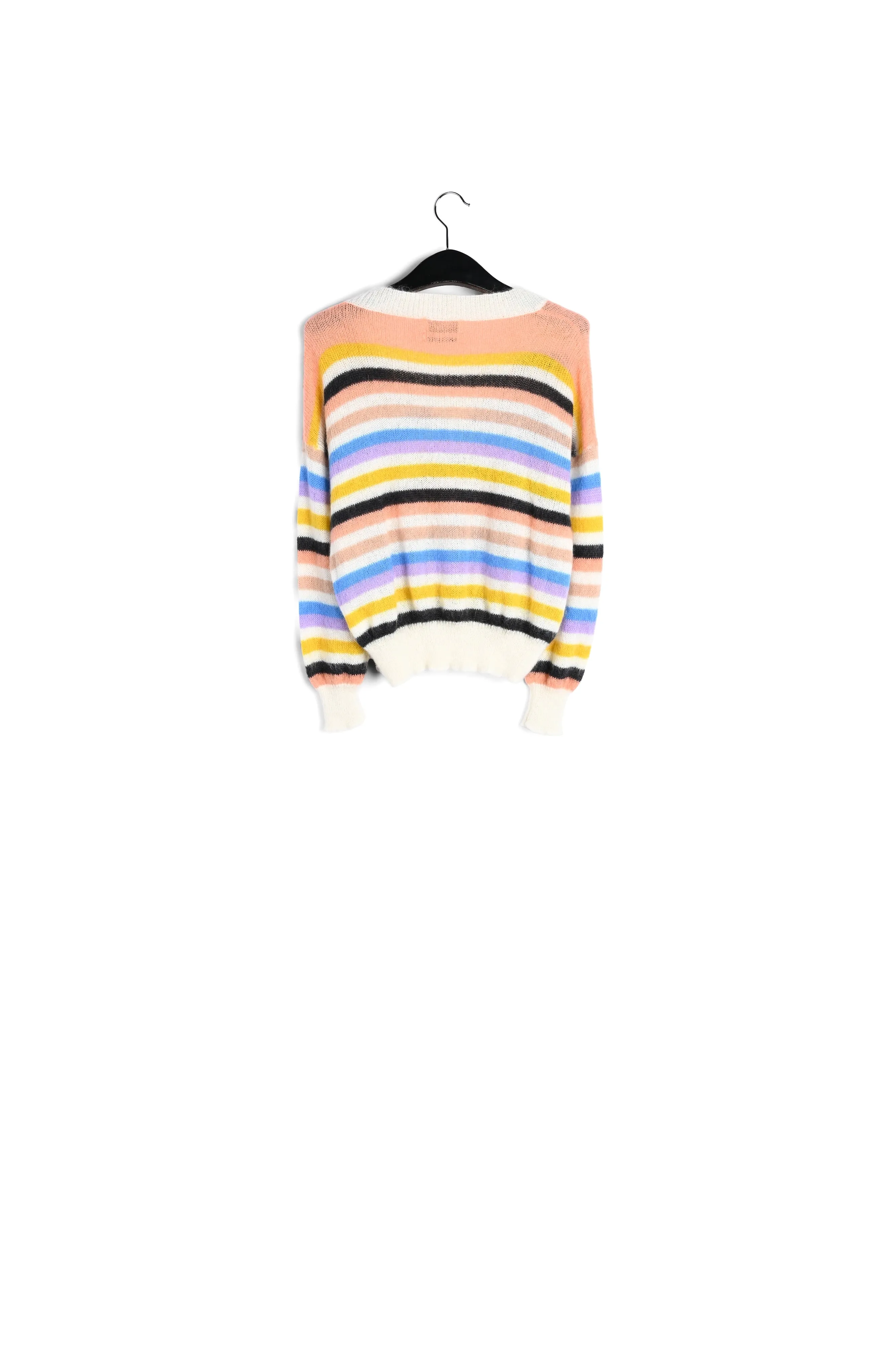 Multicolored striped light knit V-neck sweater