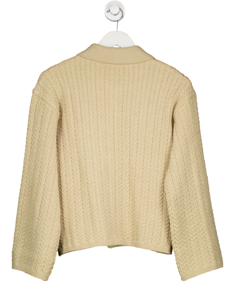 NA-KD Beige Cable Knitted Cardigan UK S