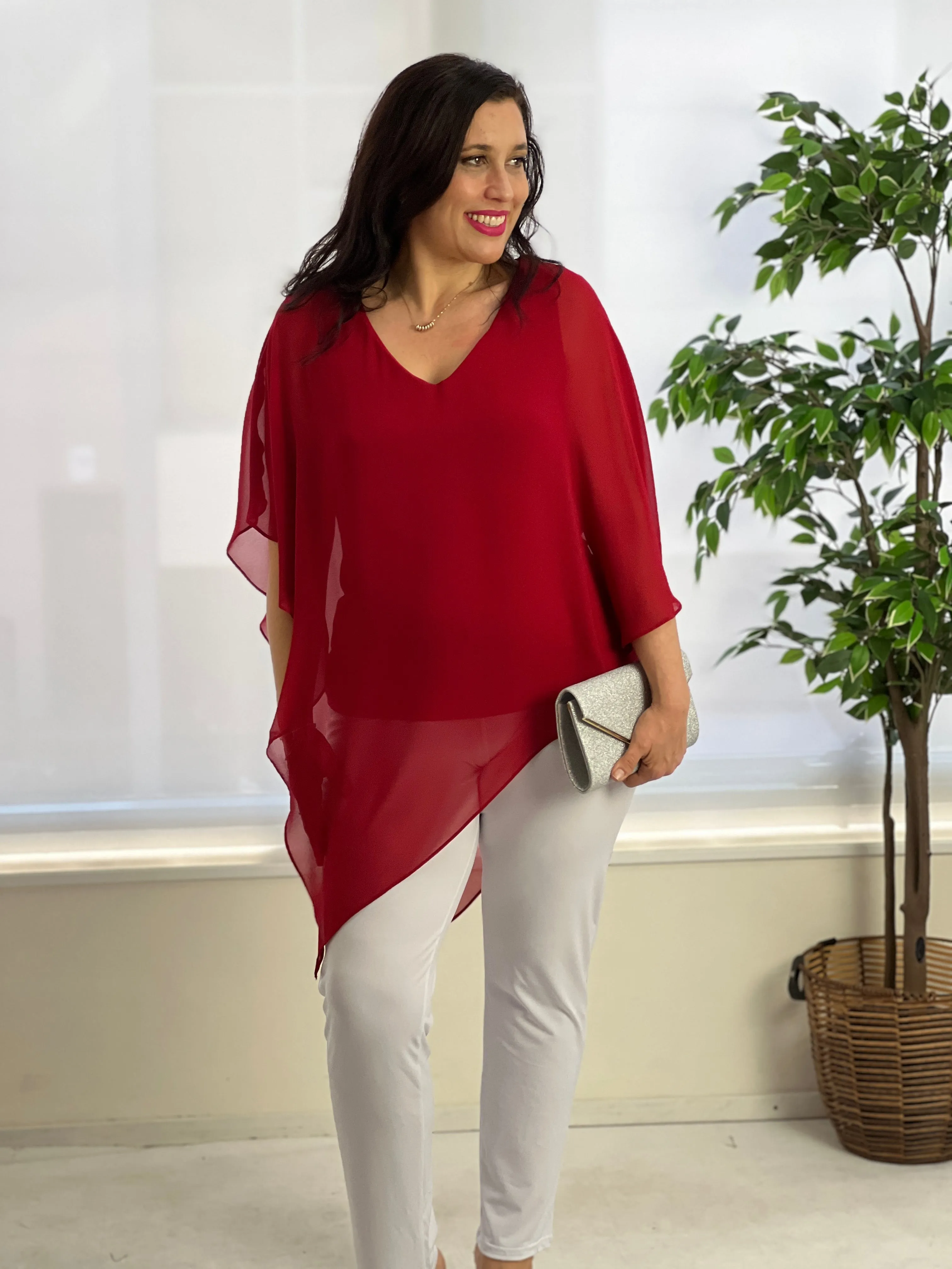 Nessa Red Evening Top