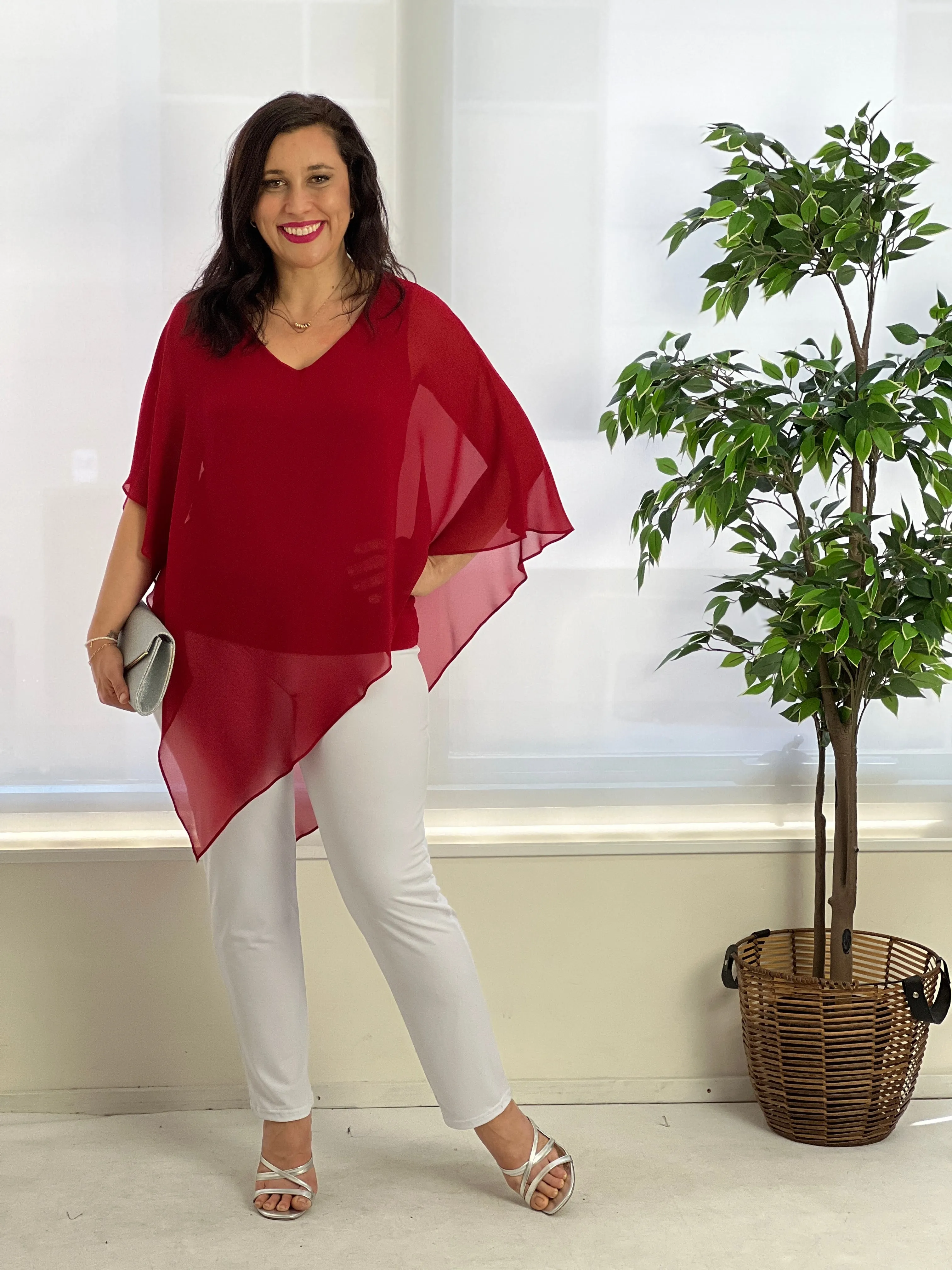 Nessa Red Evening Top