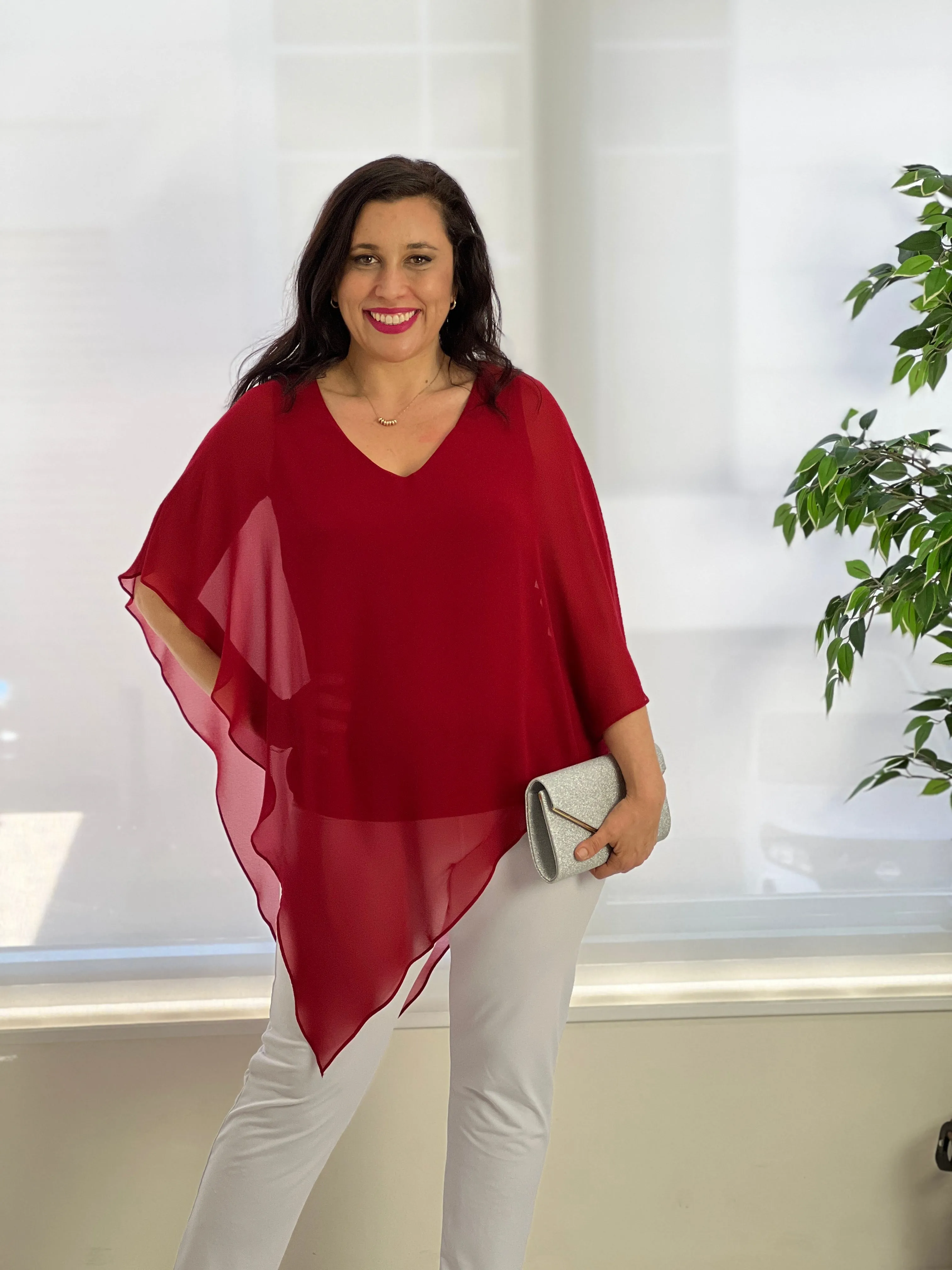 Nessa Red Evening Top