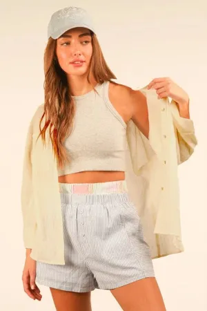 New Dolman Sleeve Cotton Gauze Button Down Shirt For Women – Relaxed Fit Everyday Blouse with Minimalist Style for Any Occasion