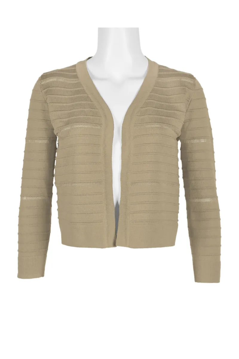 Nina Leonard Banded Long Sleeve Ribbed Knit Bolero