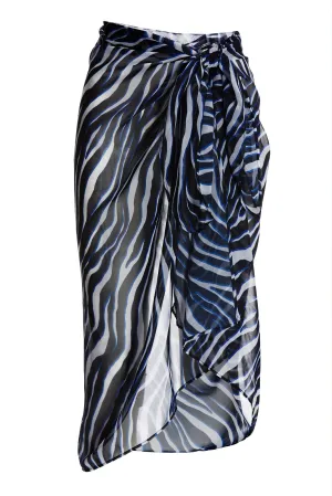 Ocean Zebra Printed Sarong Deep Ocean/Black