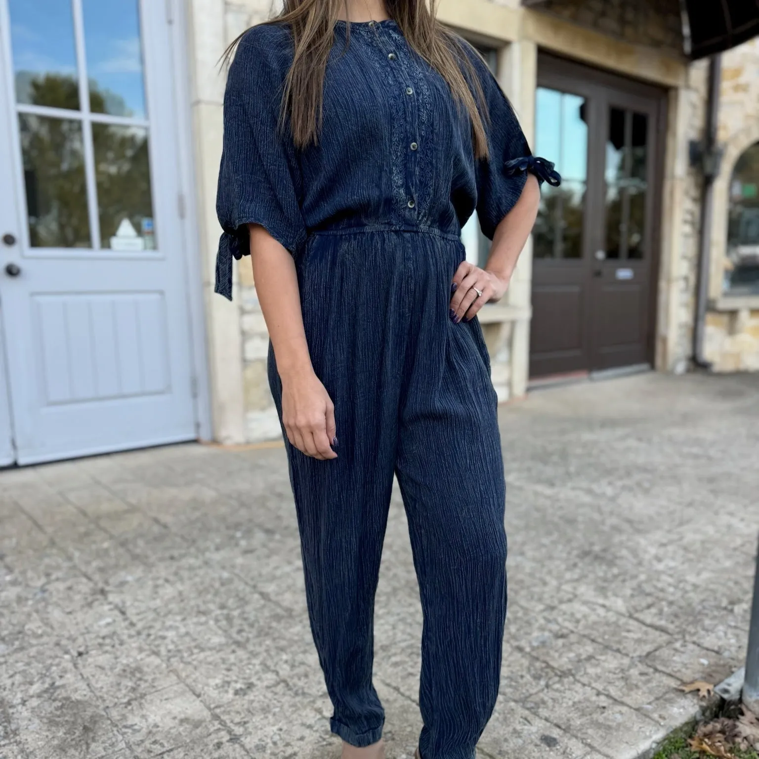 Only Yours Tied Button Down Jumpsuit