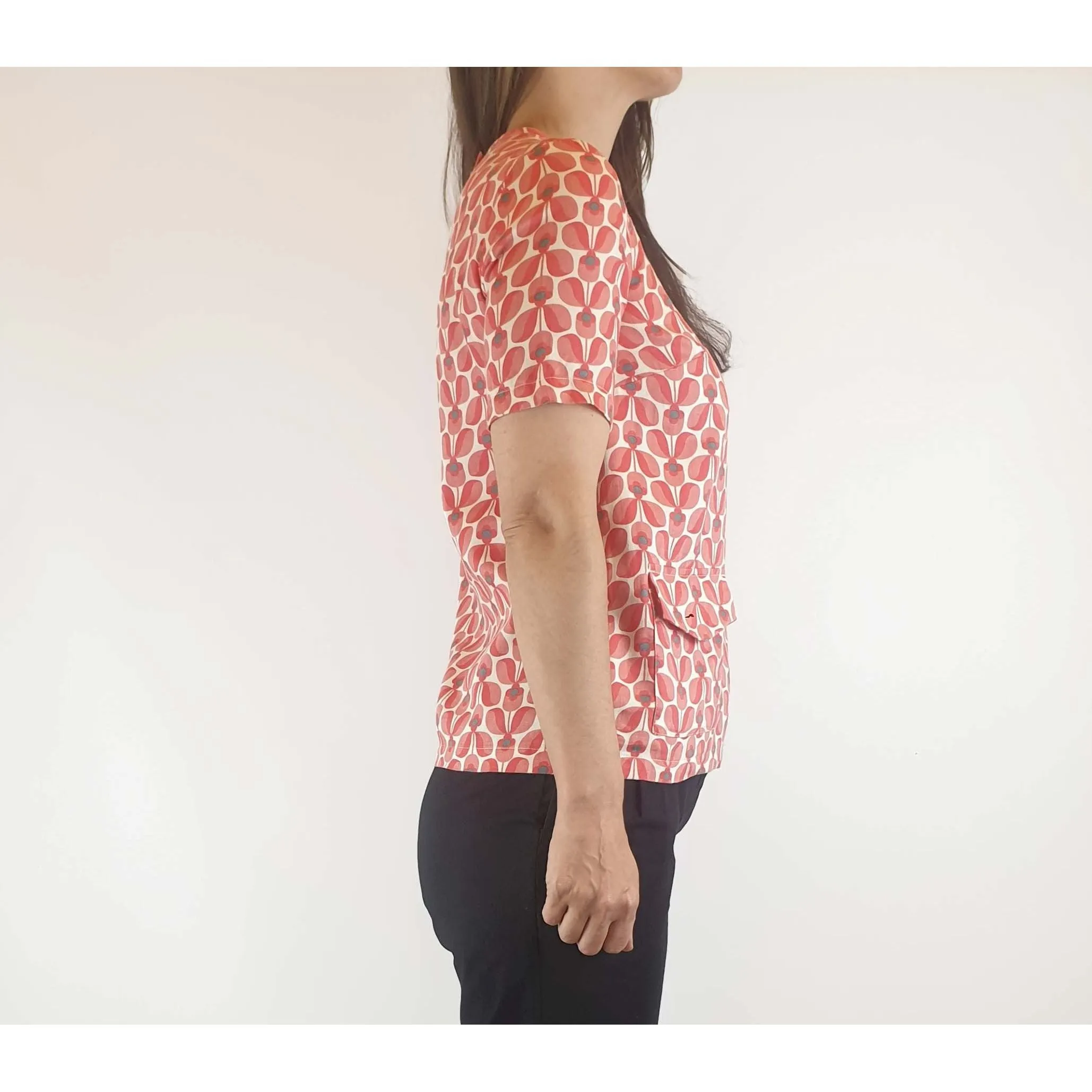 Orla Kierly x People Tree preloved red print tee shirt with front pockets size 8