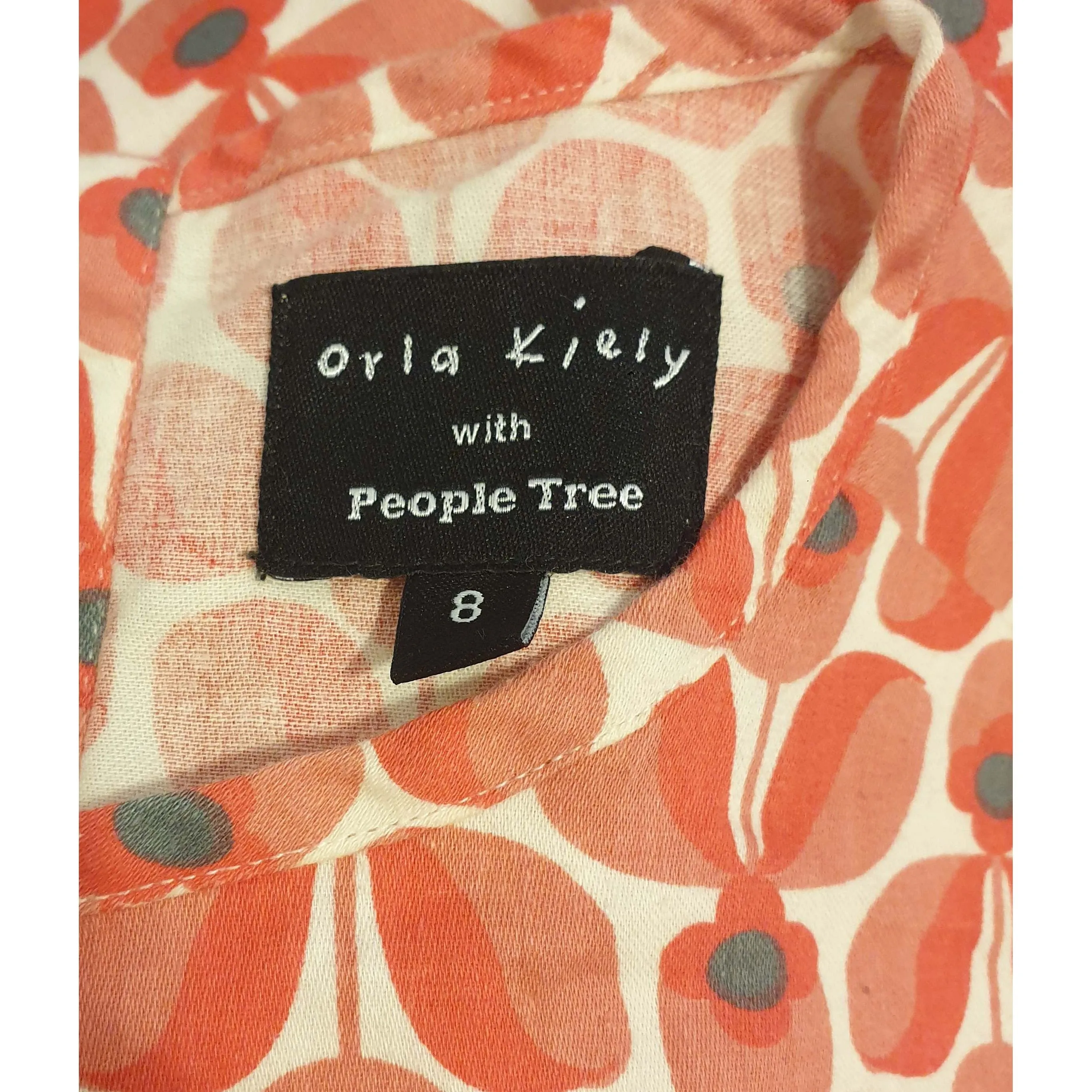 Orla Kierly x People Tree preloved red print tee shirt with front pockets size 8