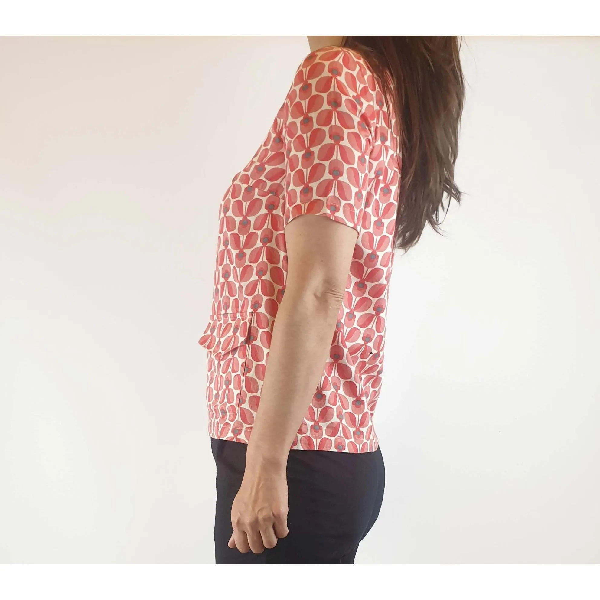 Orla Kierly x People Tree preloved red print tee shirt with front pockets size 8