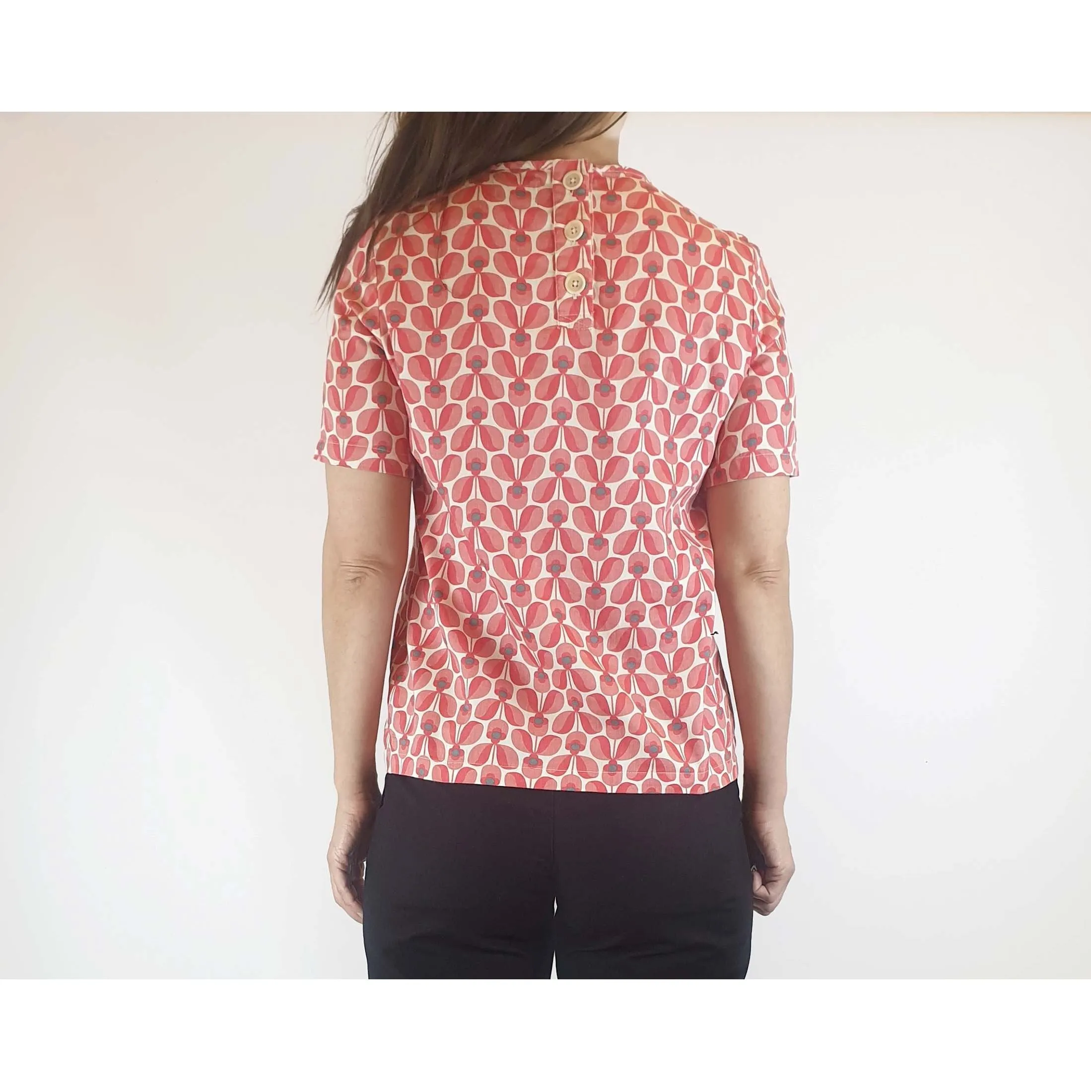 Orla Kierly x People Tree preloved red print tee shirt with front pockets size 8