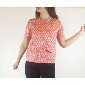 Orla Kierly x People Tree preloved red print tee shirt with front pockets size 8