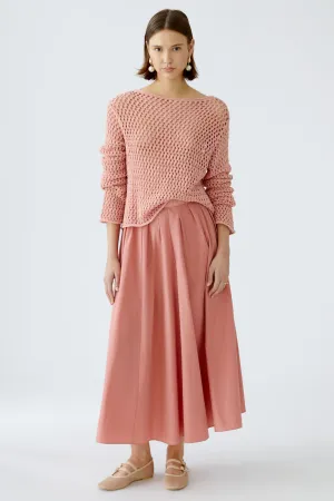 Oui Pink Mesh Knit Long Sleeve Top