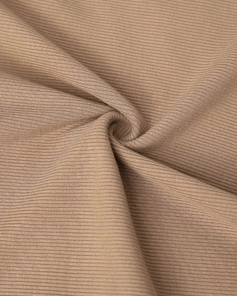 Owronline - Round Neck Ribbed Tank Top With Built-in Bra