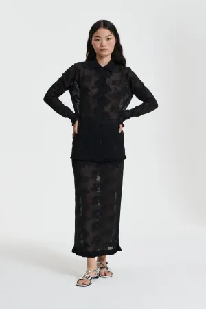 PETRA | CARDIGAN JACQUARD KNIT BLACK
