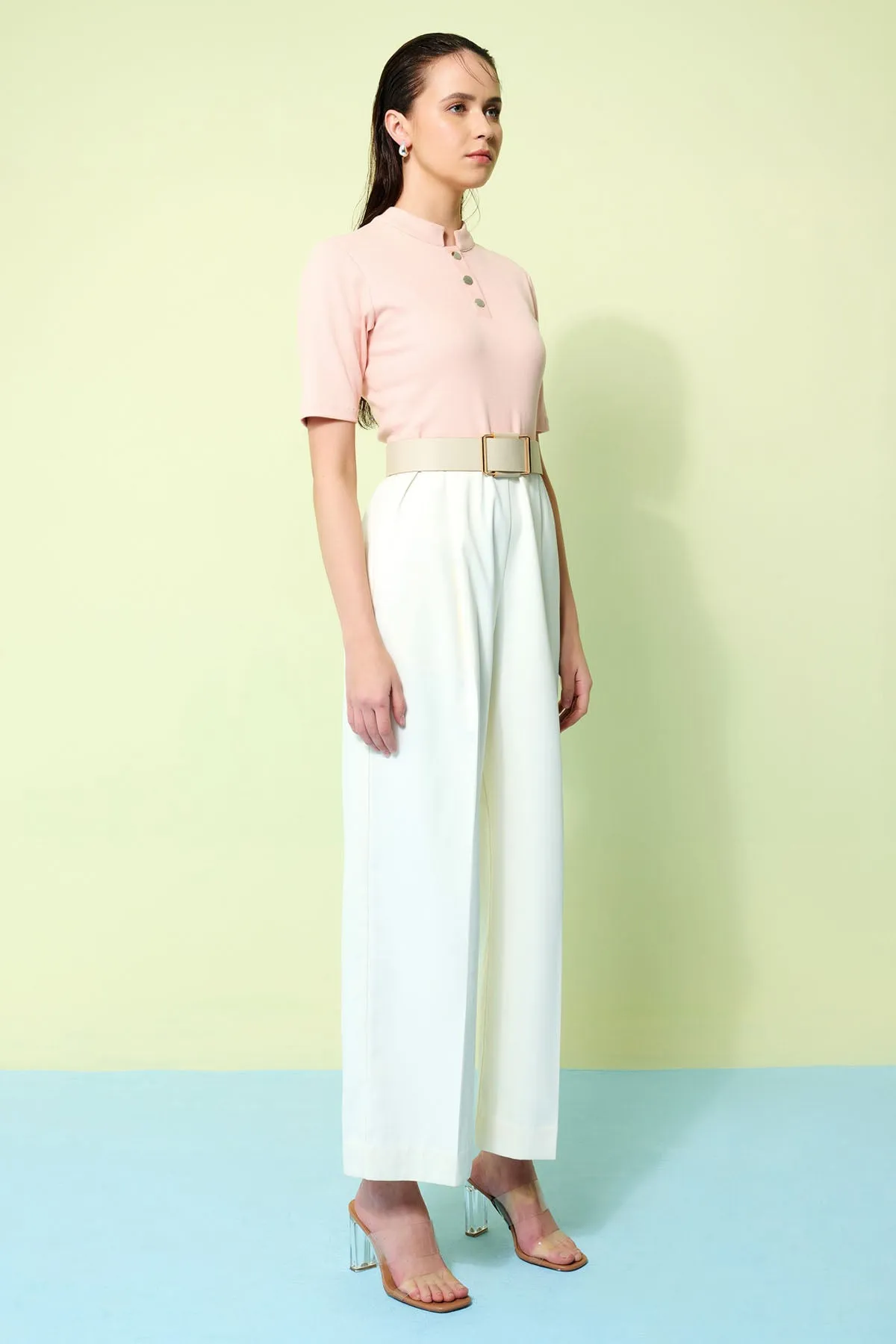 Pink And Ivory Jumpsuit & Belt