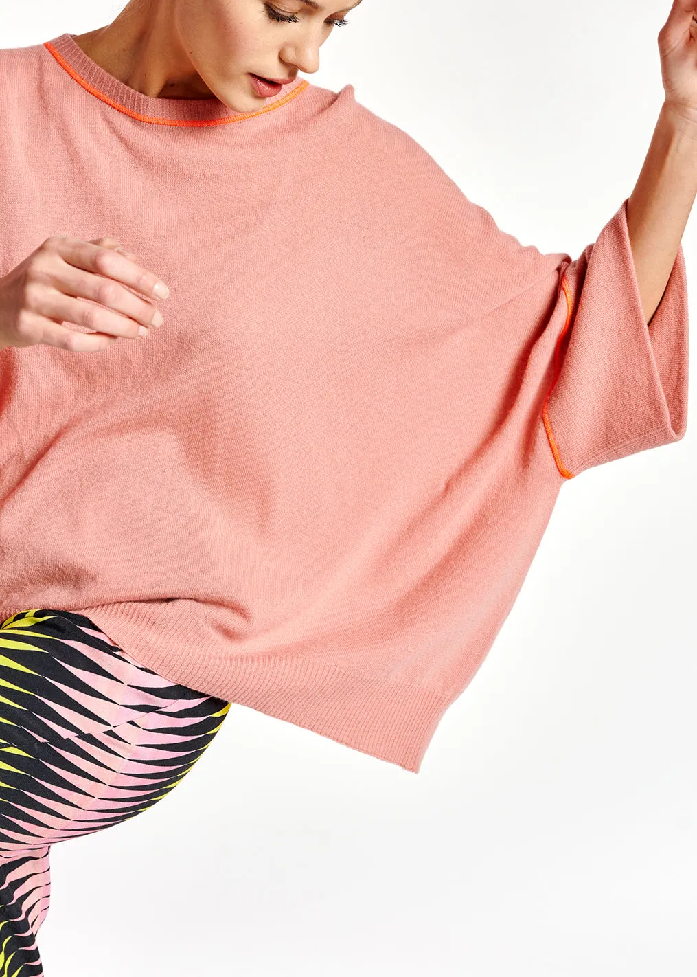 Pink merino wool and cashmere sweater