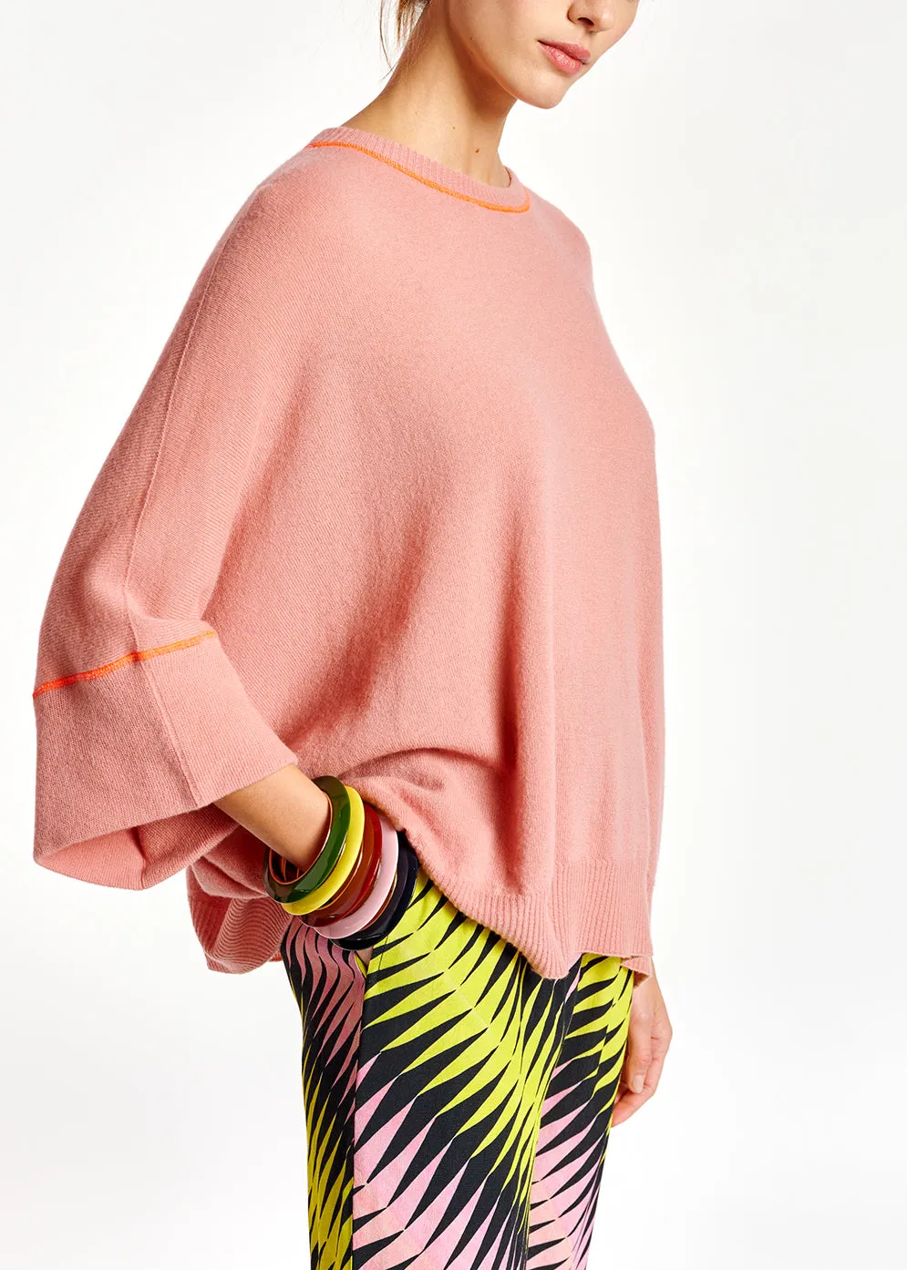 Pink merino wool and cashmere sweater