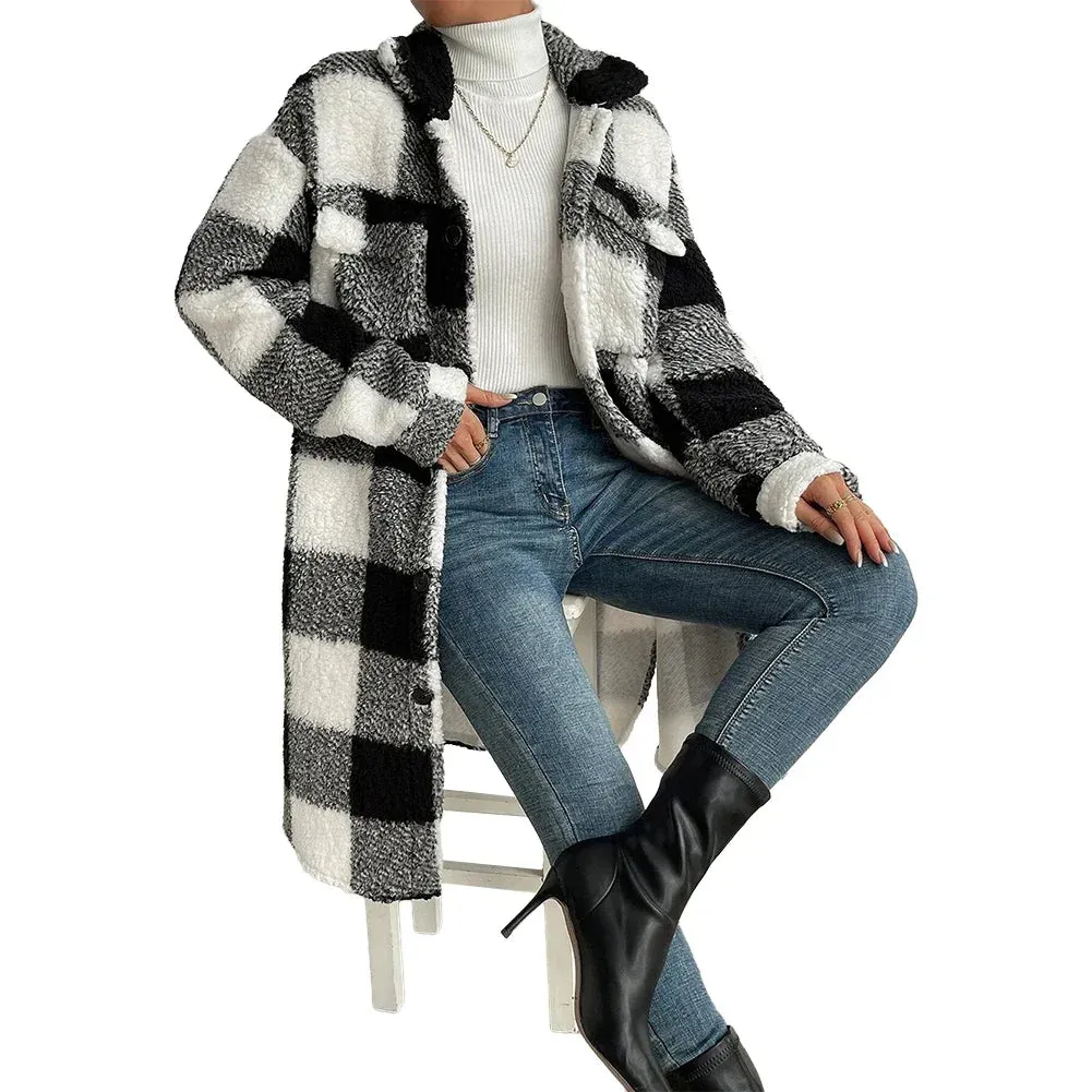 Plaid Button Up Tartan Outwear – Women’s Vacation Jacket, Winter Warm Cardigan & Trench Coat in One Stylish Layer