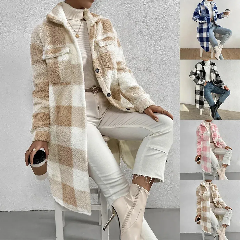 Plaid Button Up Tartan Outwear – Women’s Vacation Jacket, Winter Warm Cardigan & Trench Coat in One Stylish Layer