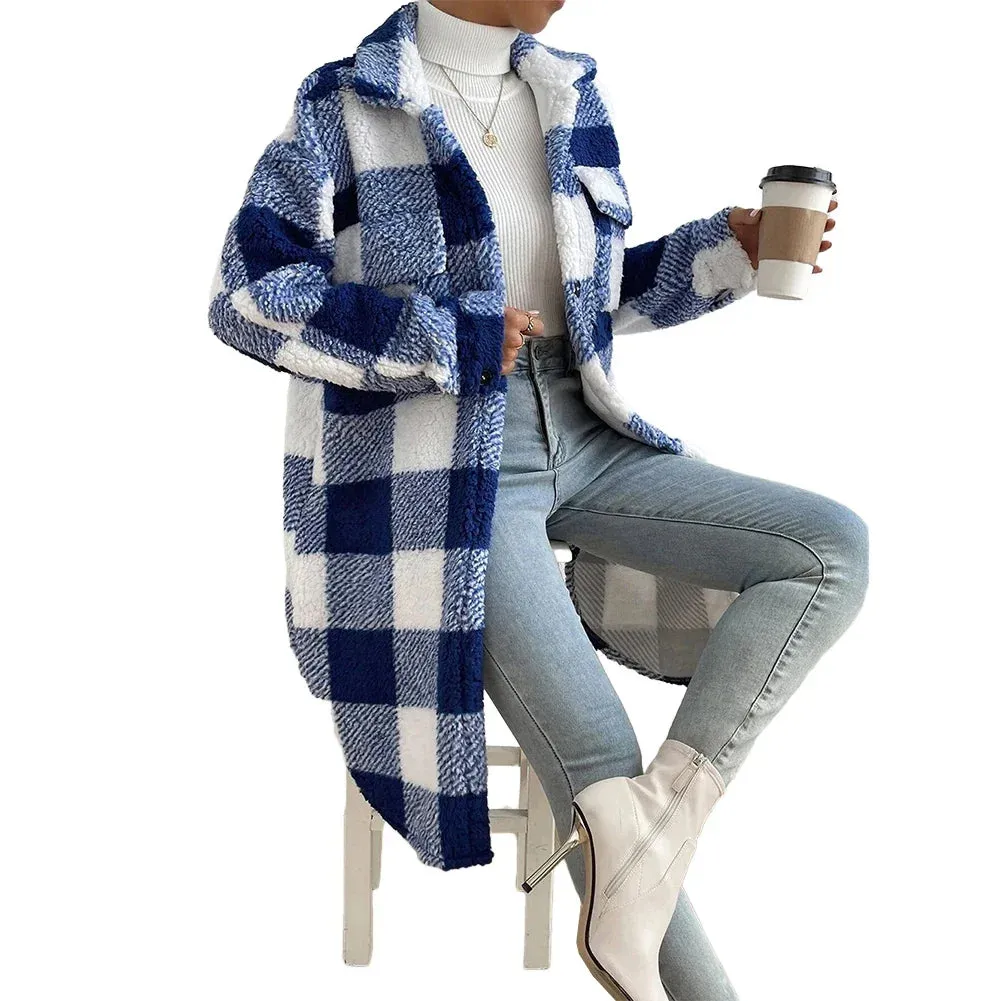 Plaid Button Up Tartan Outwear – Women’s Vacation Jacket, Winter Warm Cardigan & Trench Coat in One Stylish Layer