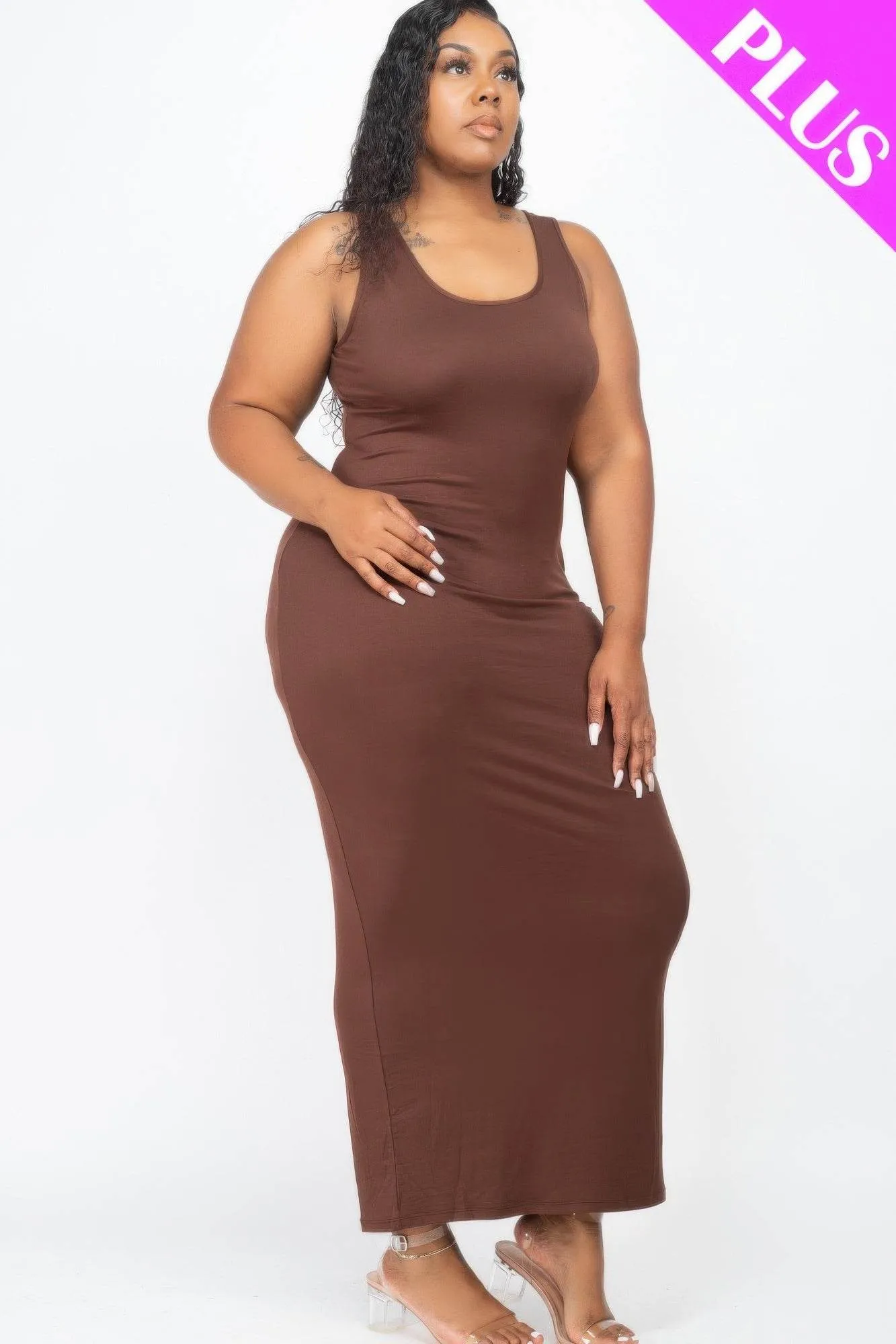 Plus Size Solid Basic Maxi Dress