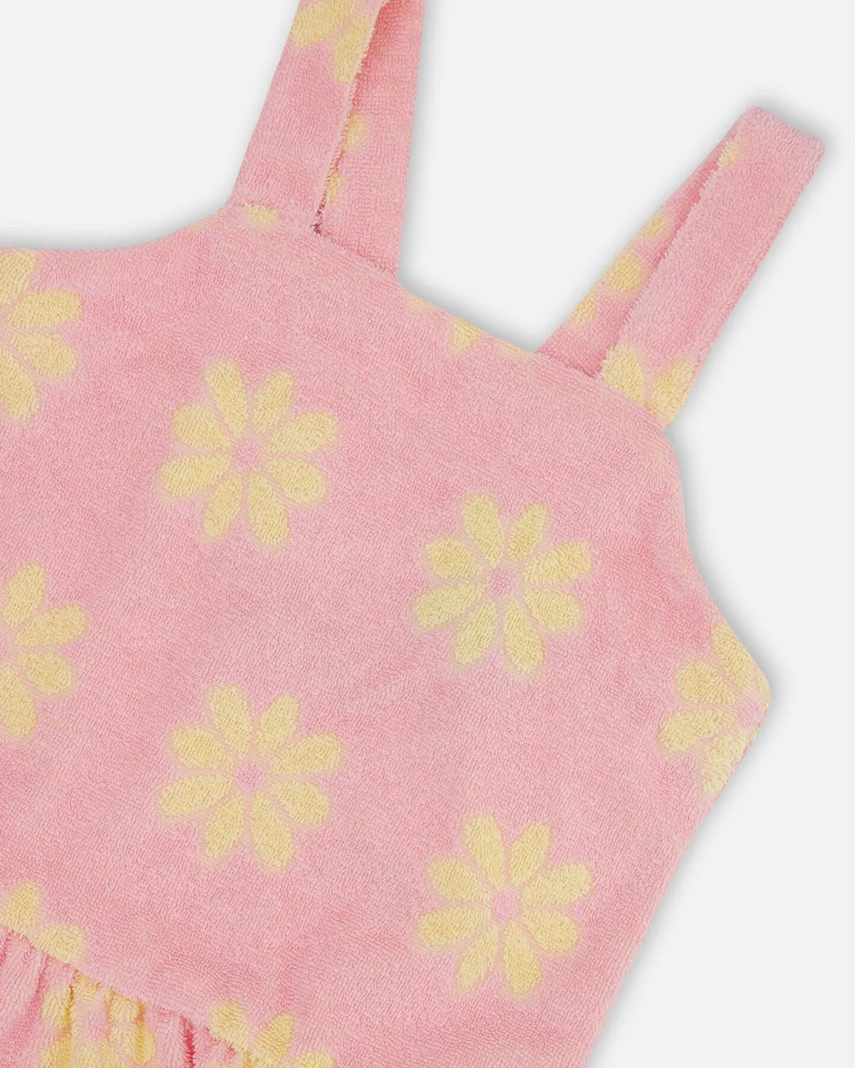 Printed Daisy Terry Ruffled Tank & Short Set