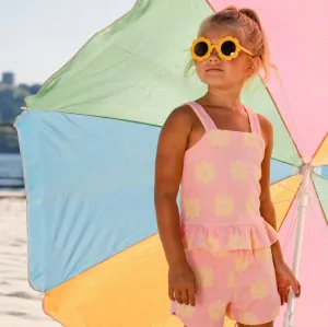 Printed Daisy Terry Ruffled Tank & Short Set