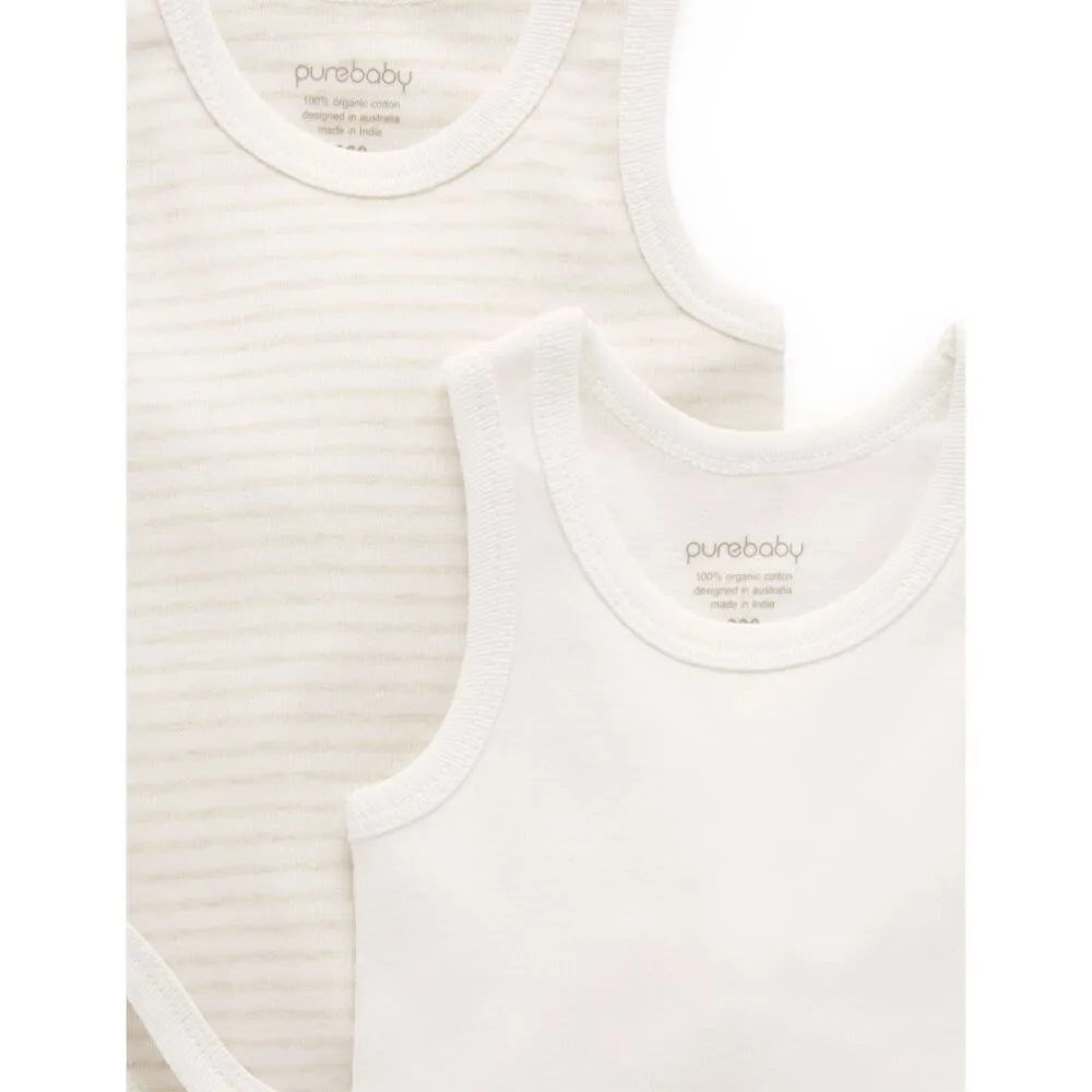 Purebaby 2 Pack Rib Bodysuit, Wheat