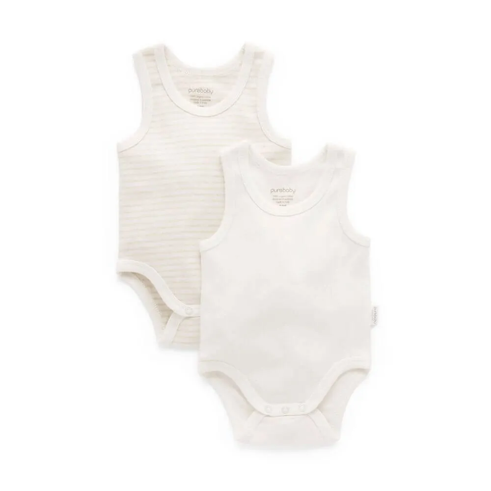 Purebaby 2 Pack Rib Bodysuit, Wheat