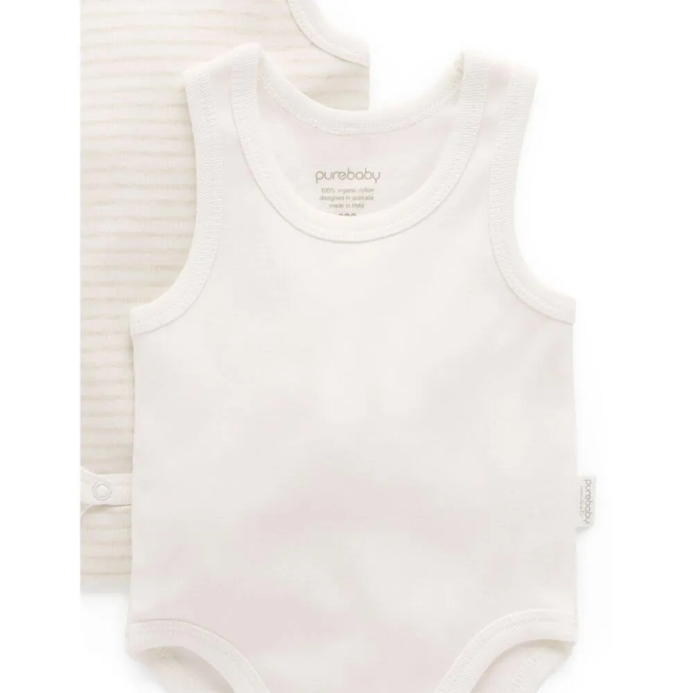 Purebaby 2 Pack Rib Bodysuit, Wheat