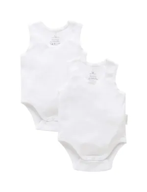 Purebaby Organic Ribbed Bodysuit 2 Pack - White