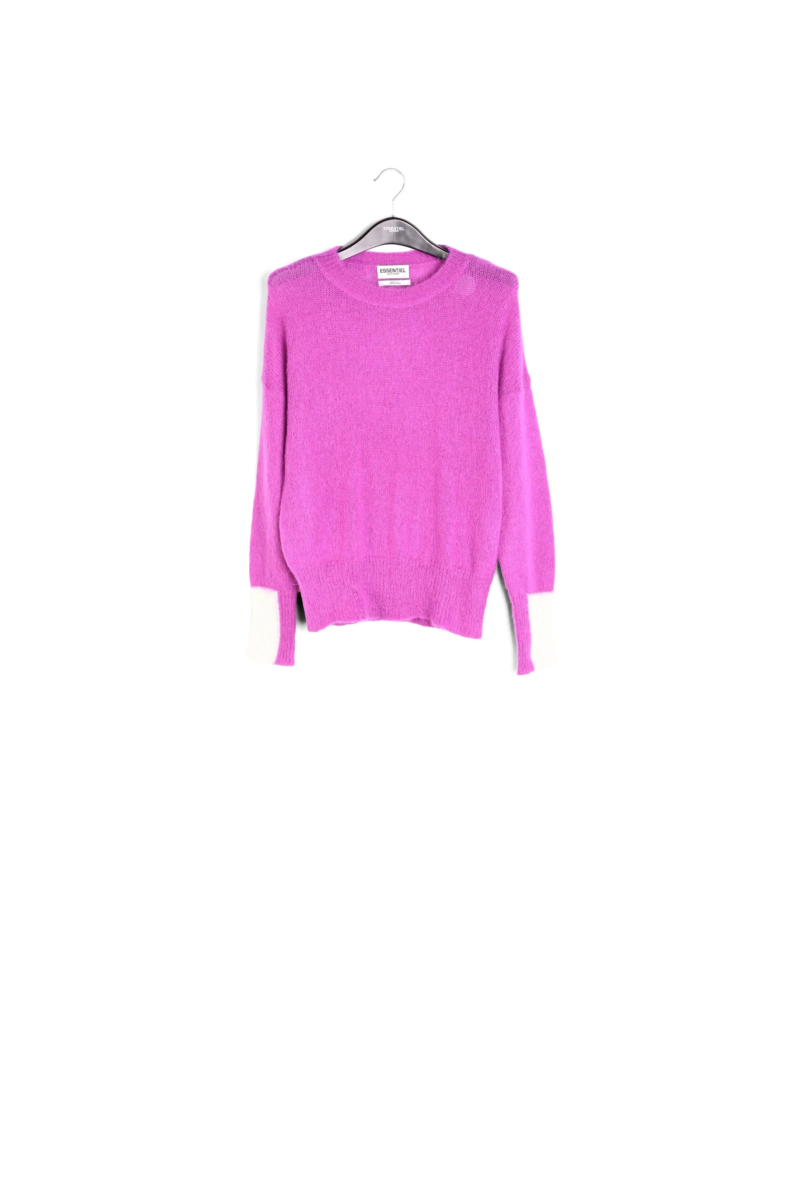 Purple light knit sweater with contrasting cuffs