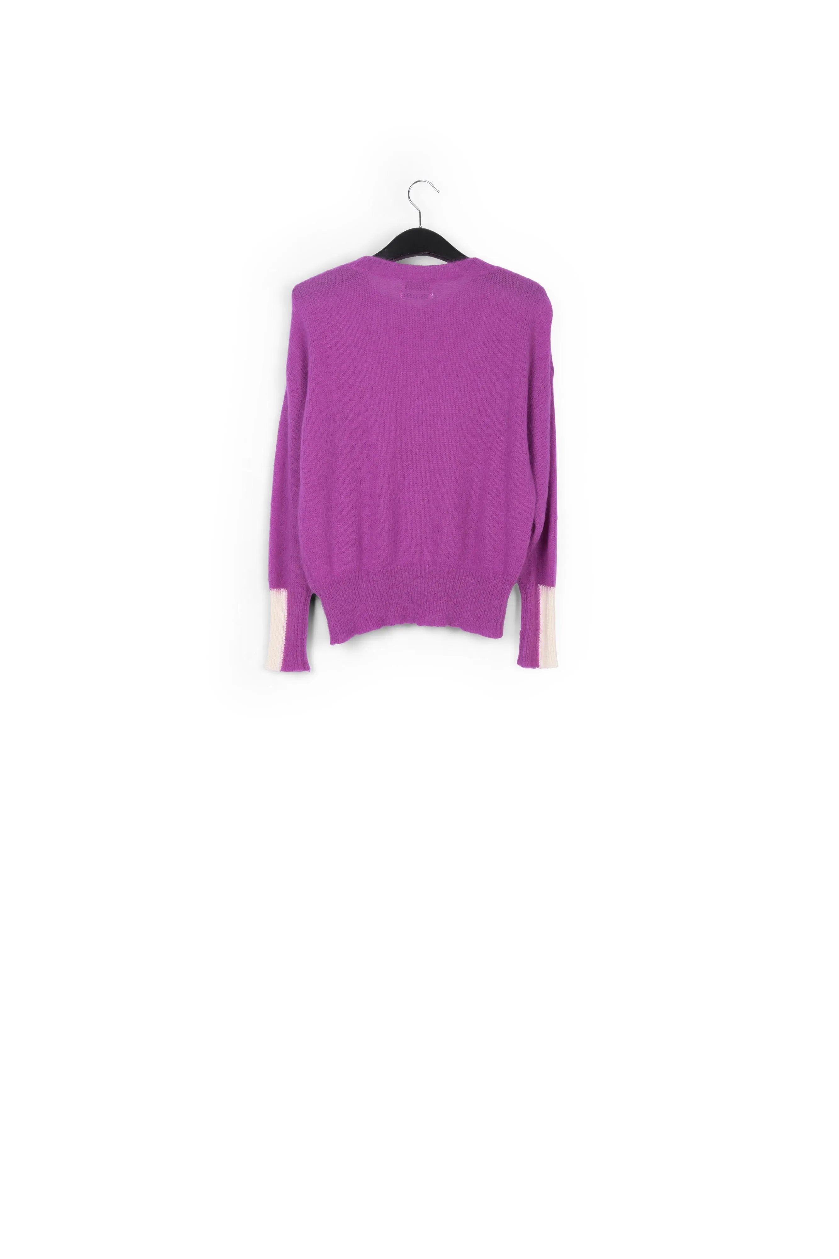 Purple light knit sweater with contrasting cuffs