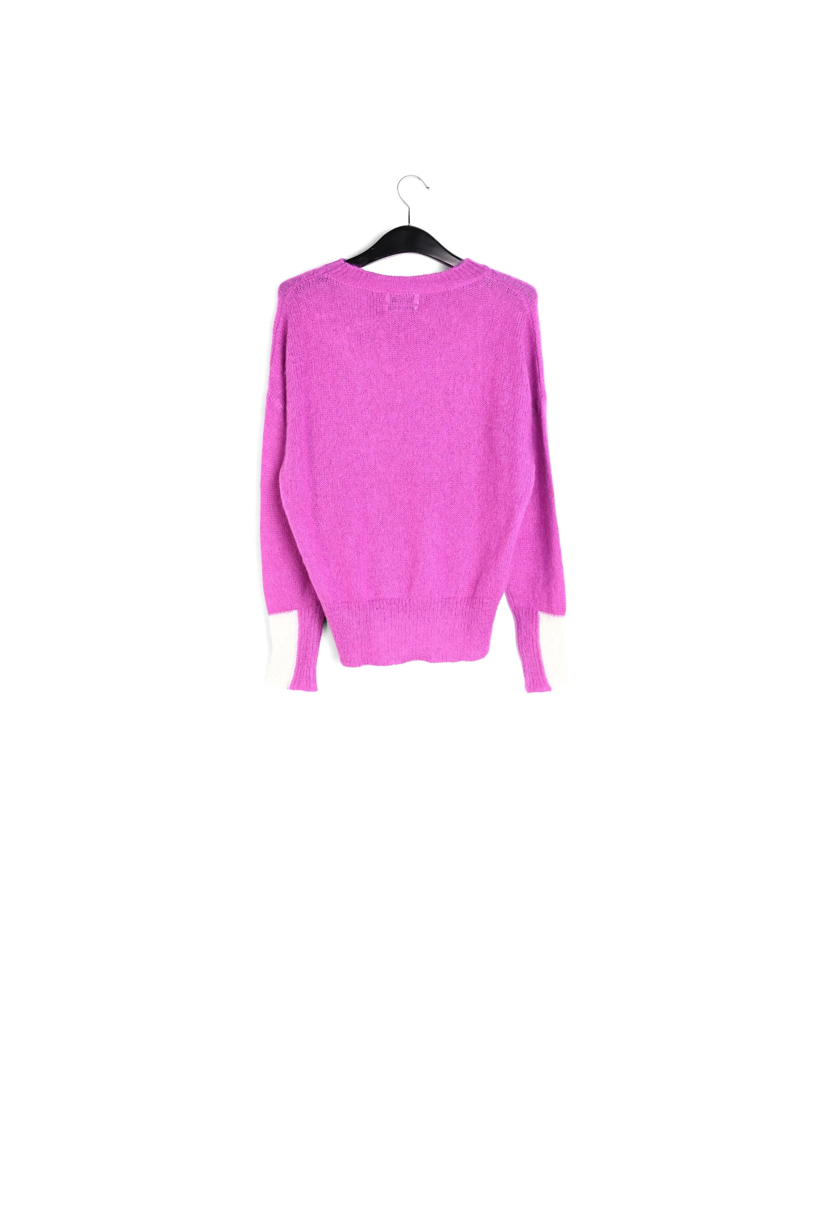 Purple light knit sweater with contrasting cuffs