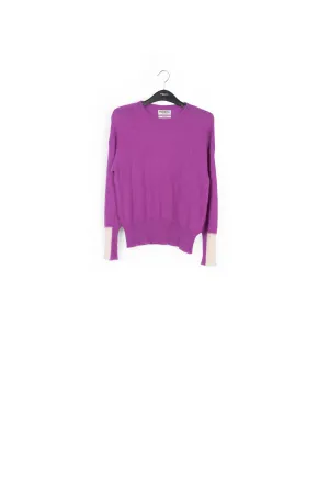 Purple light knit sweater with contrasting cuffs