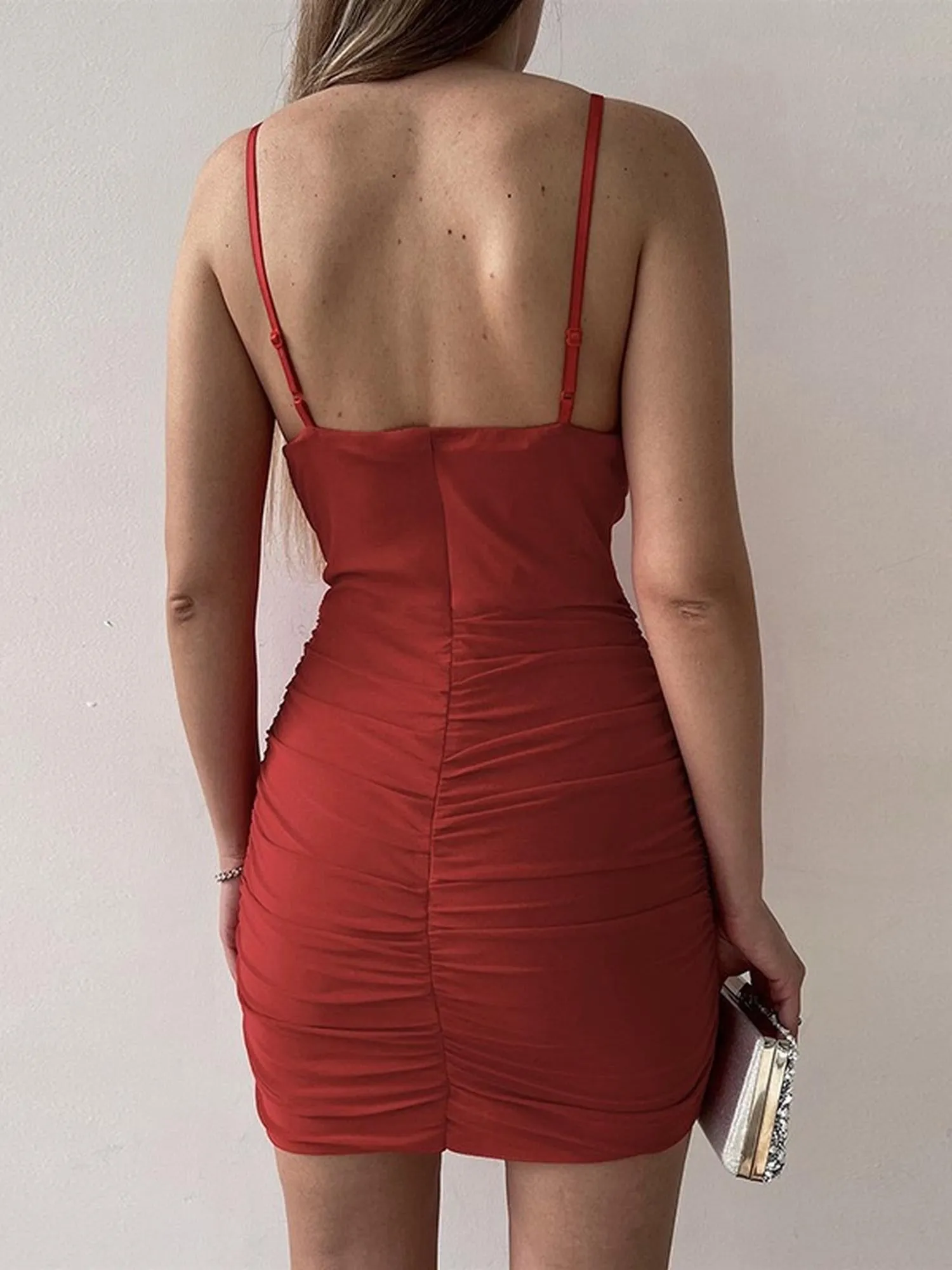 Red Cowl Neck  Dress