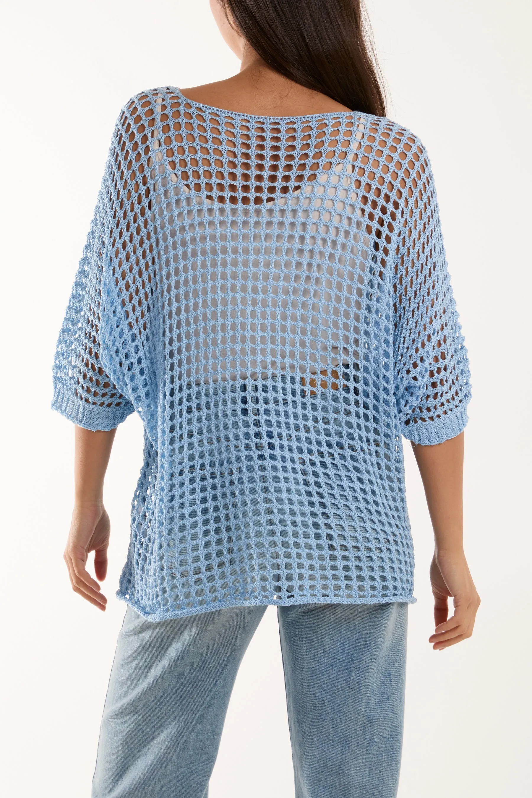 Round Neck Short Sleeve Crochet Top