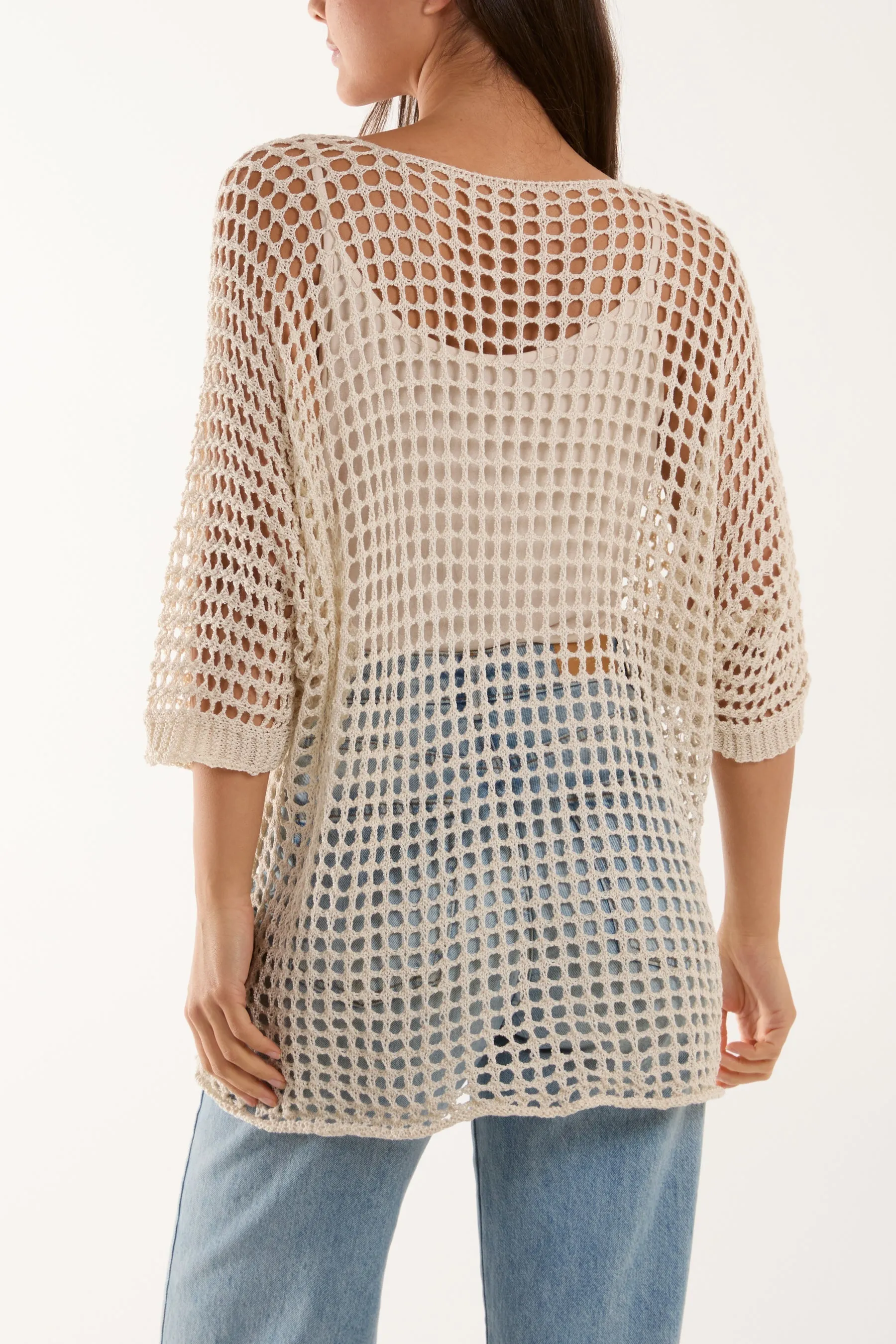 Round Neck Short Sleeve Crochet Top