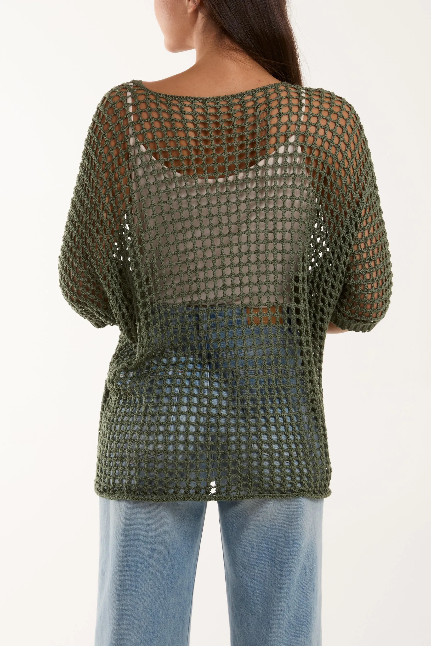Round Neck Short Sleeve Crochet Top