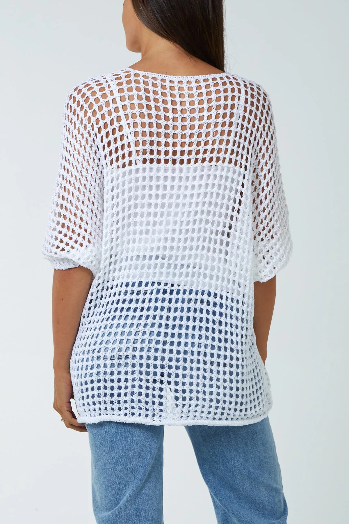 Round Neck Short Sleeve Crochet Top