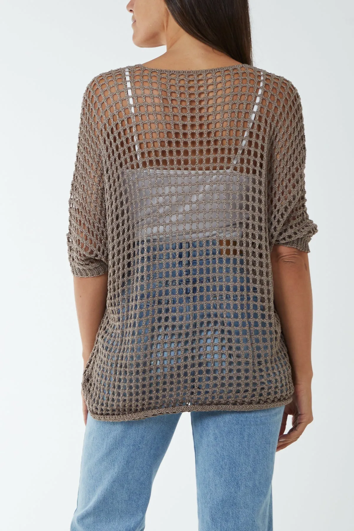Round Neck Short Sleeve Crochet Top
